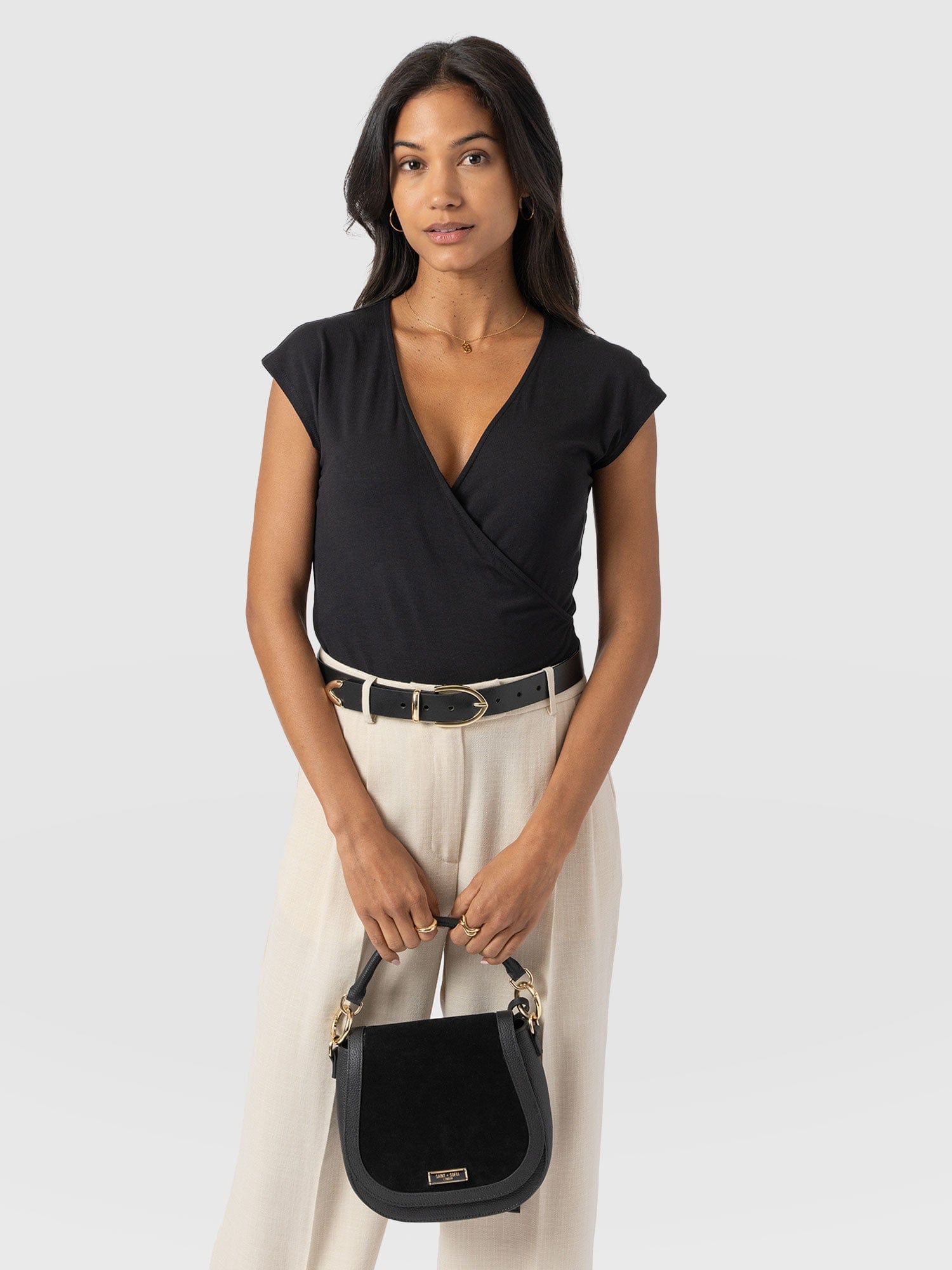 Rosa Wrap Tee Black - Women's T-shirts | Saint + Sofia® USA